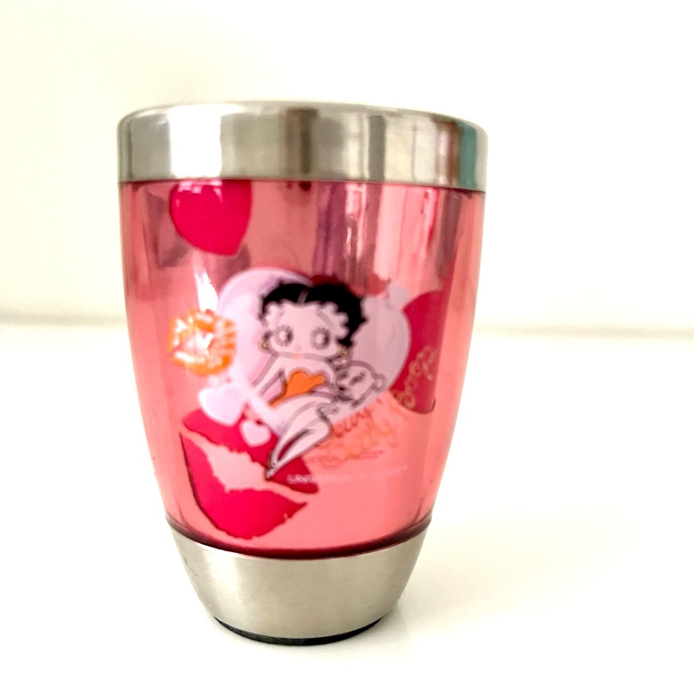 Pink Betty Boop Shot Glass with Stainless Steel Accents